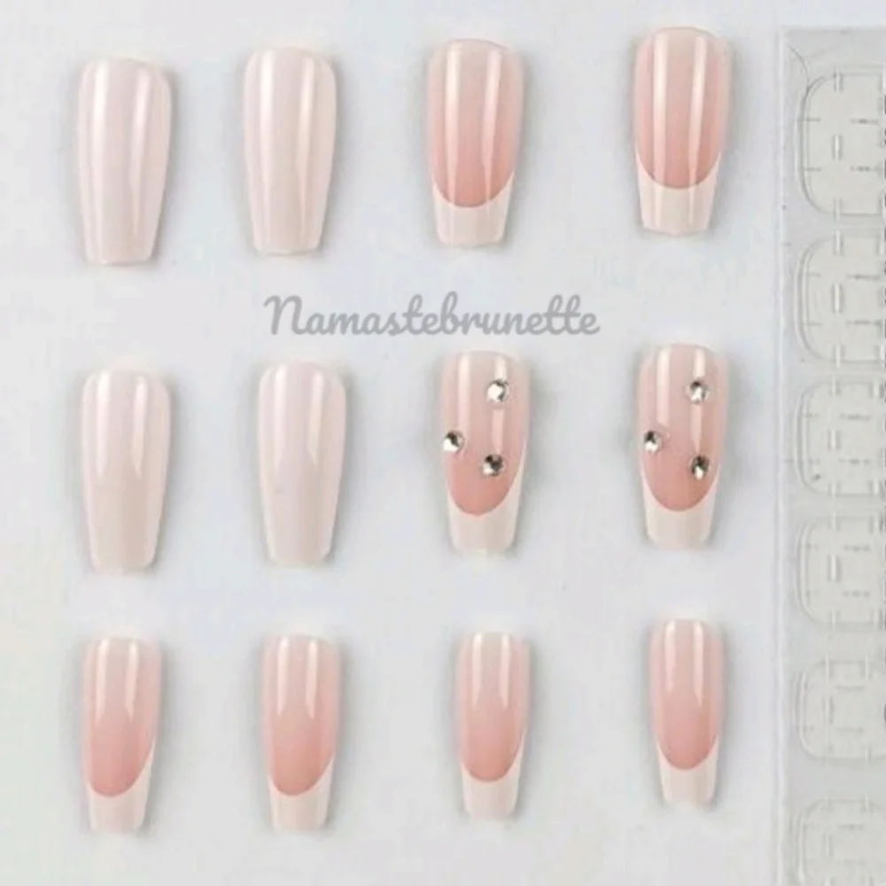 2/$16 Rhinestone Cross French Manicure Press on Nails